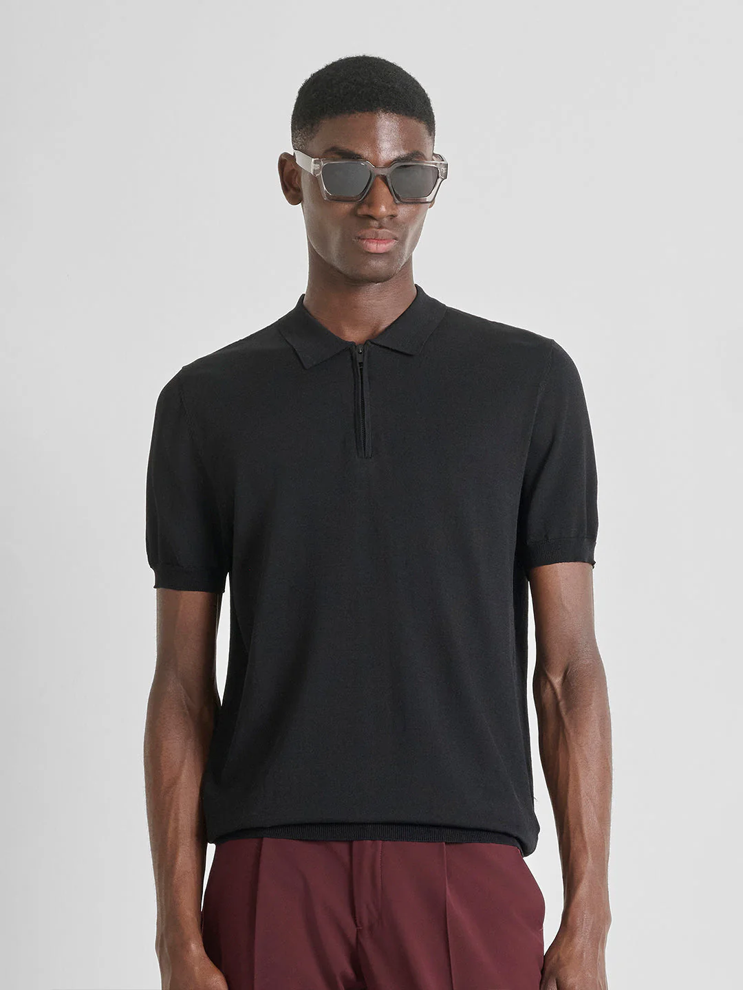 Antony Morato Men Black Solid Slim Fit Polo T-Shirt