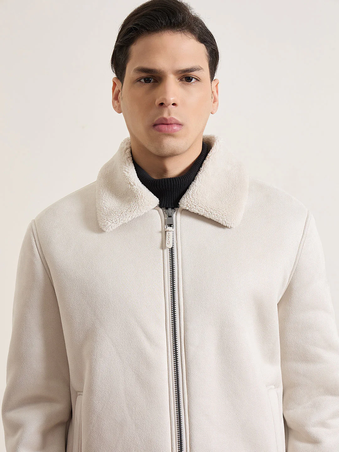 Antony Morato Men Cream Solid Regular Fit Jacket - Image 4