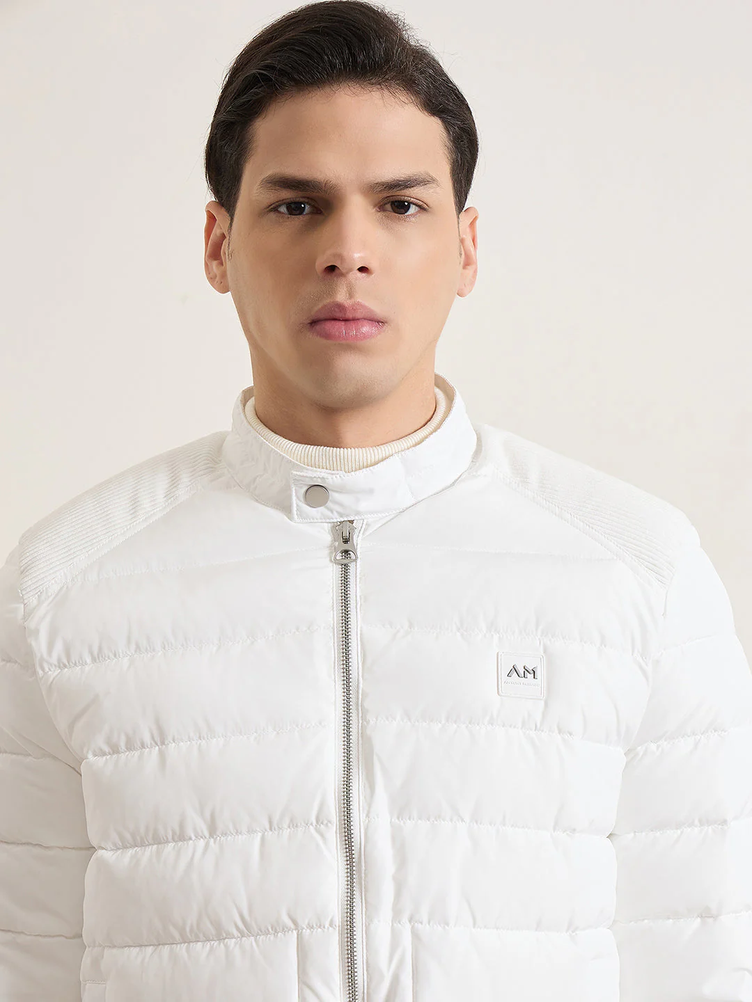 Antony Morato Men Cream Solid Regular Fit Corduory Jacket - Image 4