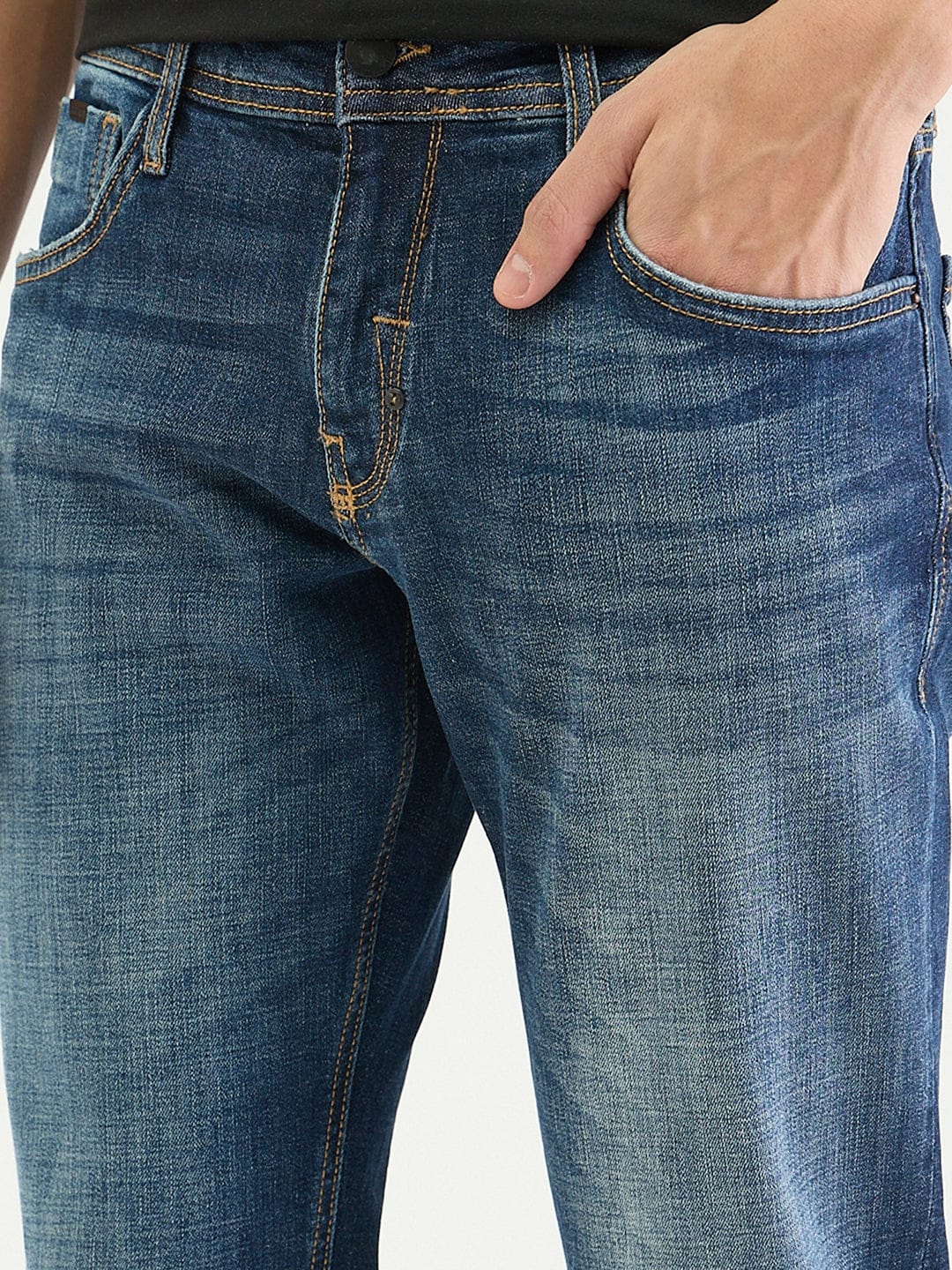 Antony Morato Men Tapered Fit Navy Blue Solid Jeans - Image 3