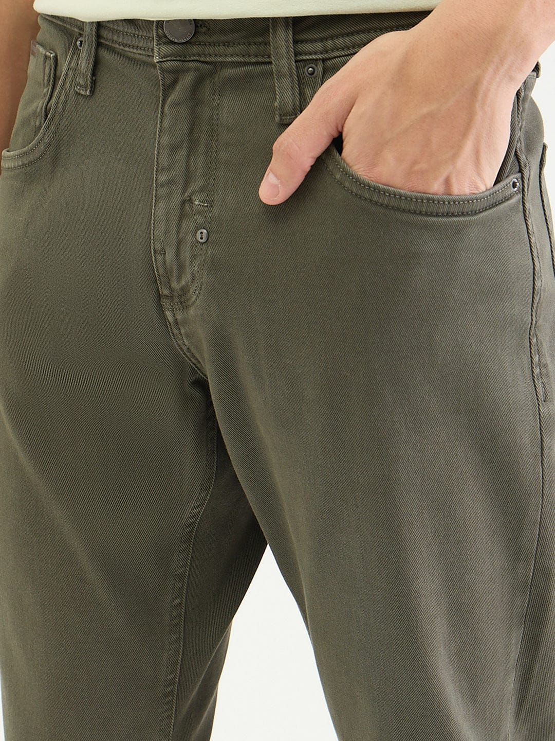 Antony Morato Men Tapered Fit Green Solid Jeans - Image 3