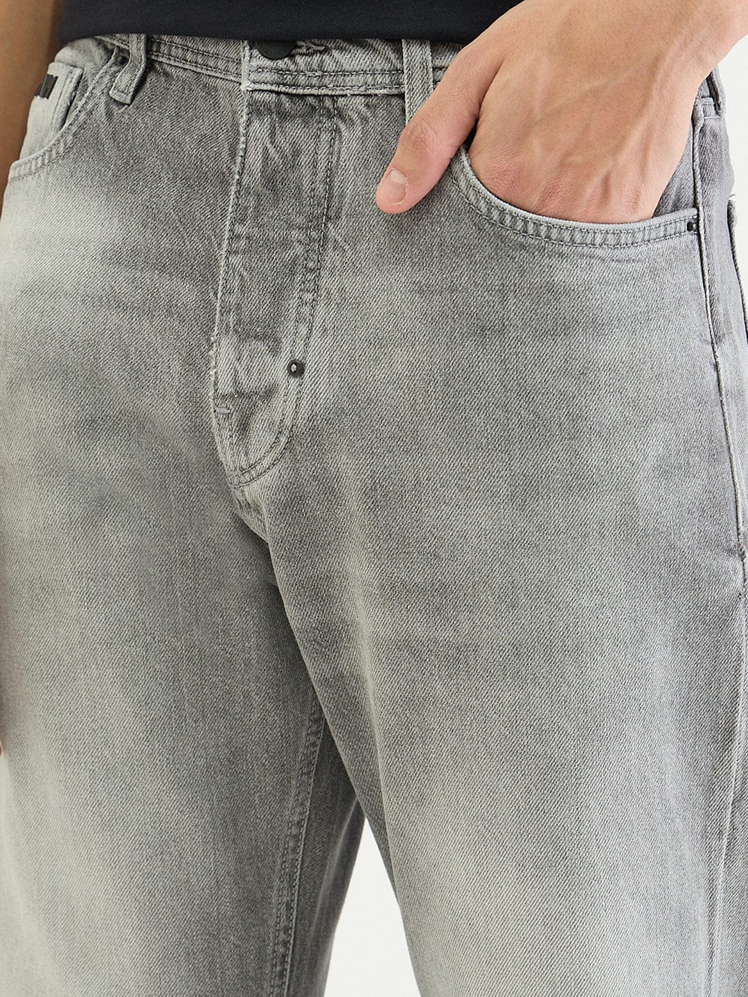 Antony Morato Men Straight Fit Grey Solid Pure Cotton Jeans - Image 3