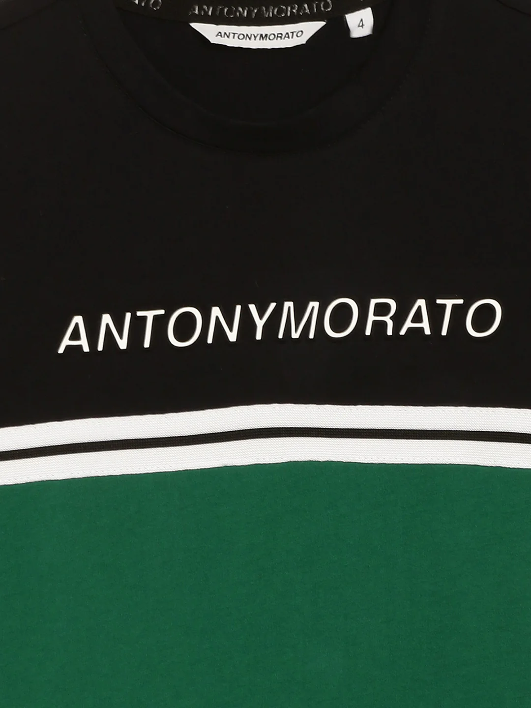 Antony Morato Kids Black & Green Color Block Regular Fit Tshirt - Image 3