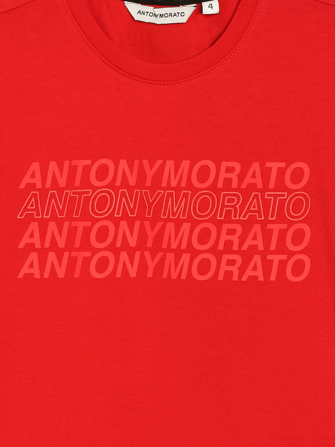 Antony Morato Kids Red Logo Regular Fit Tshirt - Image 3
