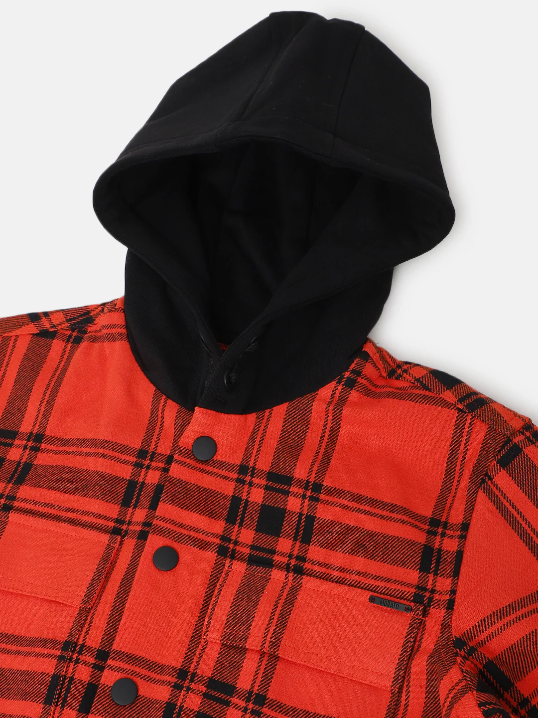 Antony Morato Kids Red Fashion Checked Regular Fit Hooded Shirt - Image 3