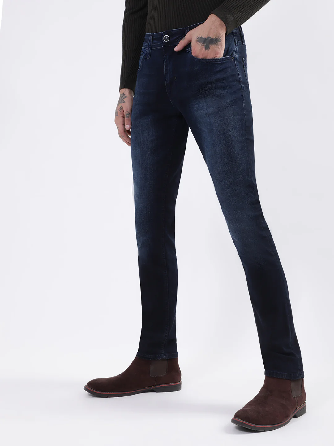 Antony Morato Men Navy Blue Slim Fit Heavy Fade Stretchable Cotton Jeans - Image 3