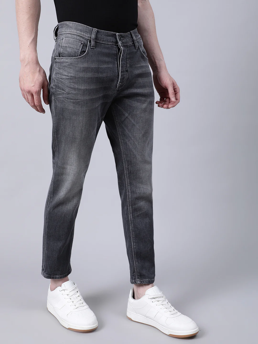 Antony Morato Men Grey Skinny Fit Low Distress Light Fade Jeans - Image 3