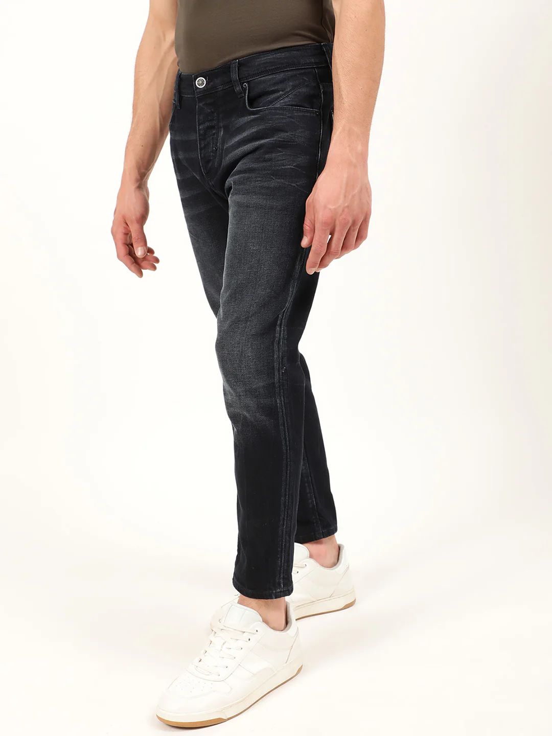 Antony Morato Men Black Skinny Fit Low Distress Light Fade Jeans - Image 3