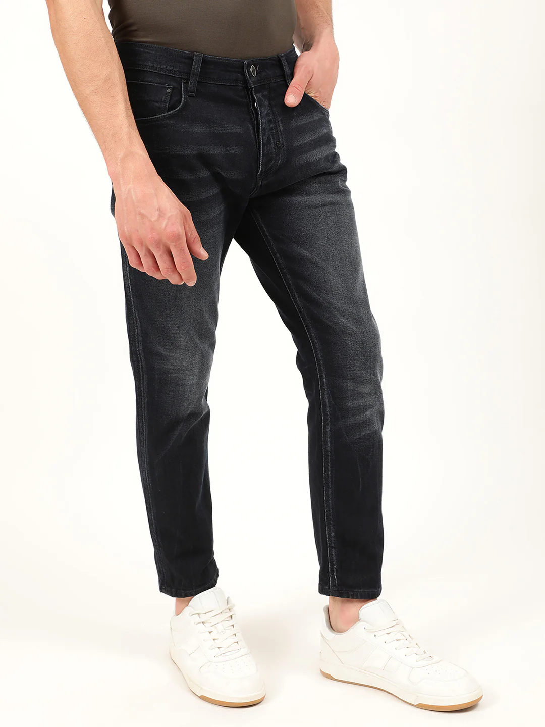 Antony Morato Men Black Skinny Fit Low Distress Light Fade Jeans - Image 4