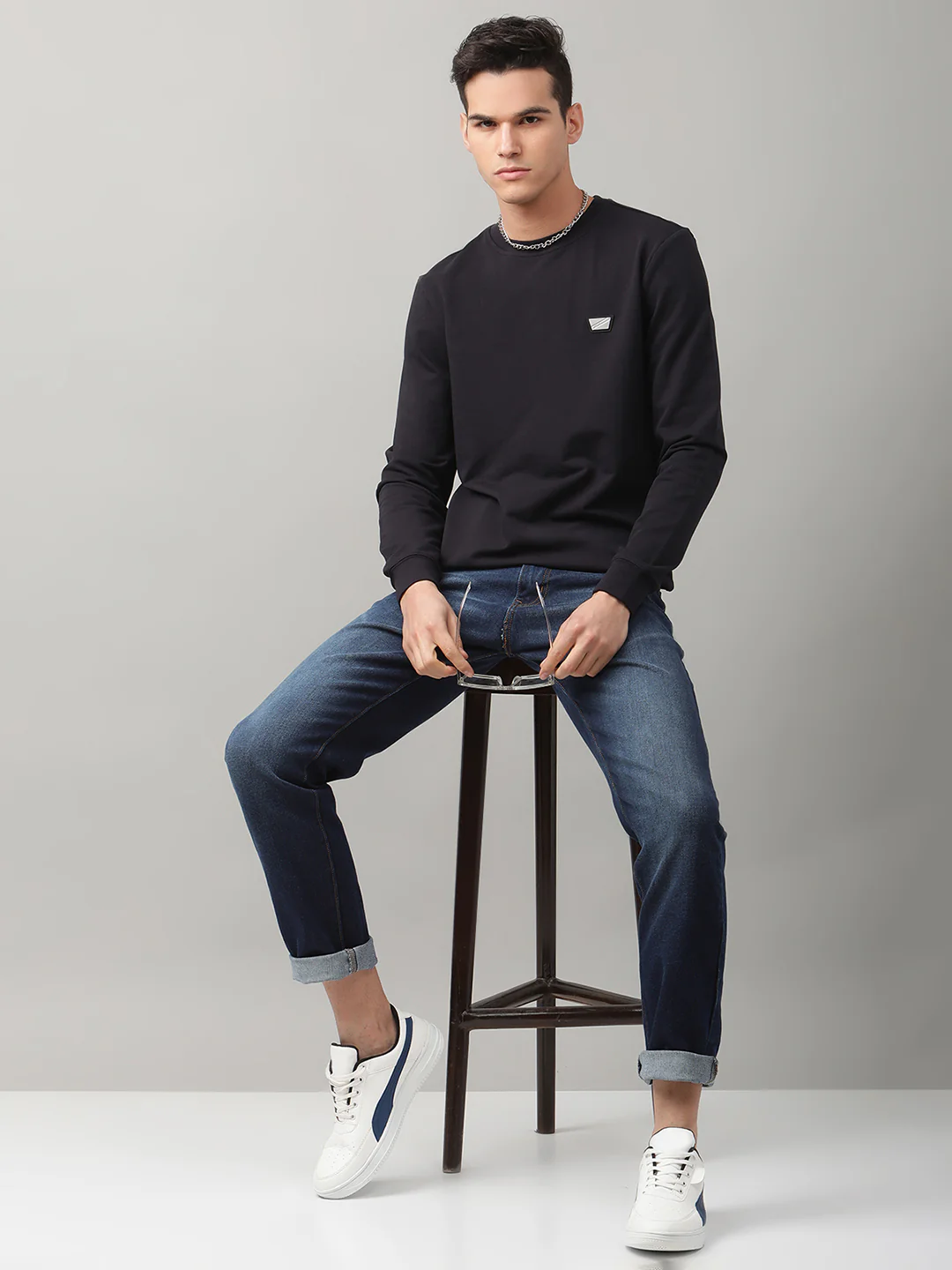 Antony Morato Men Blue Solid Hooded Sweatshirt - Image 5