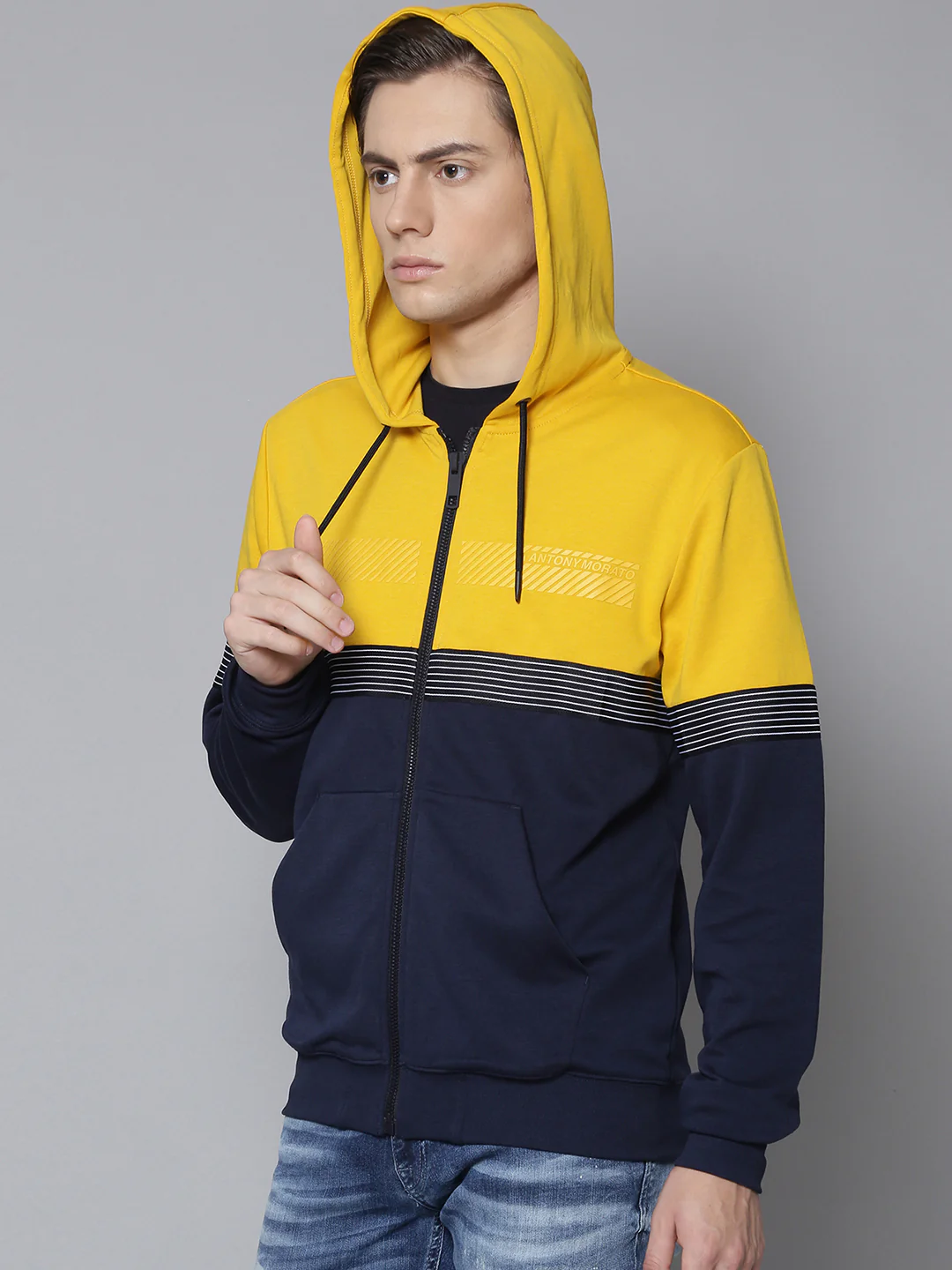 Antony Morato Men Yellow Solid Hooded Sweatshirt - Image 2