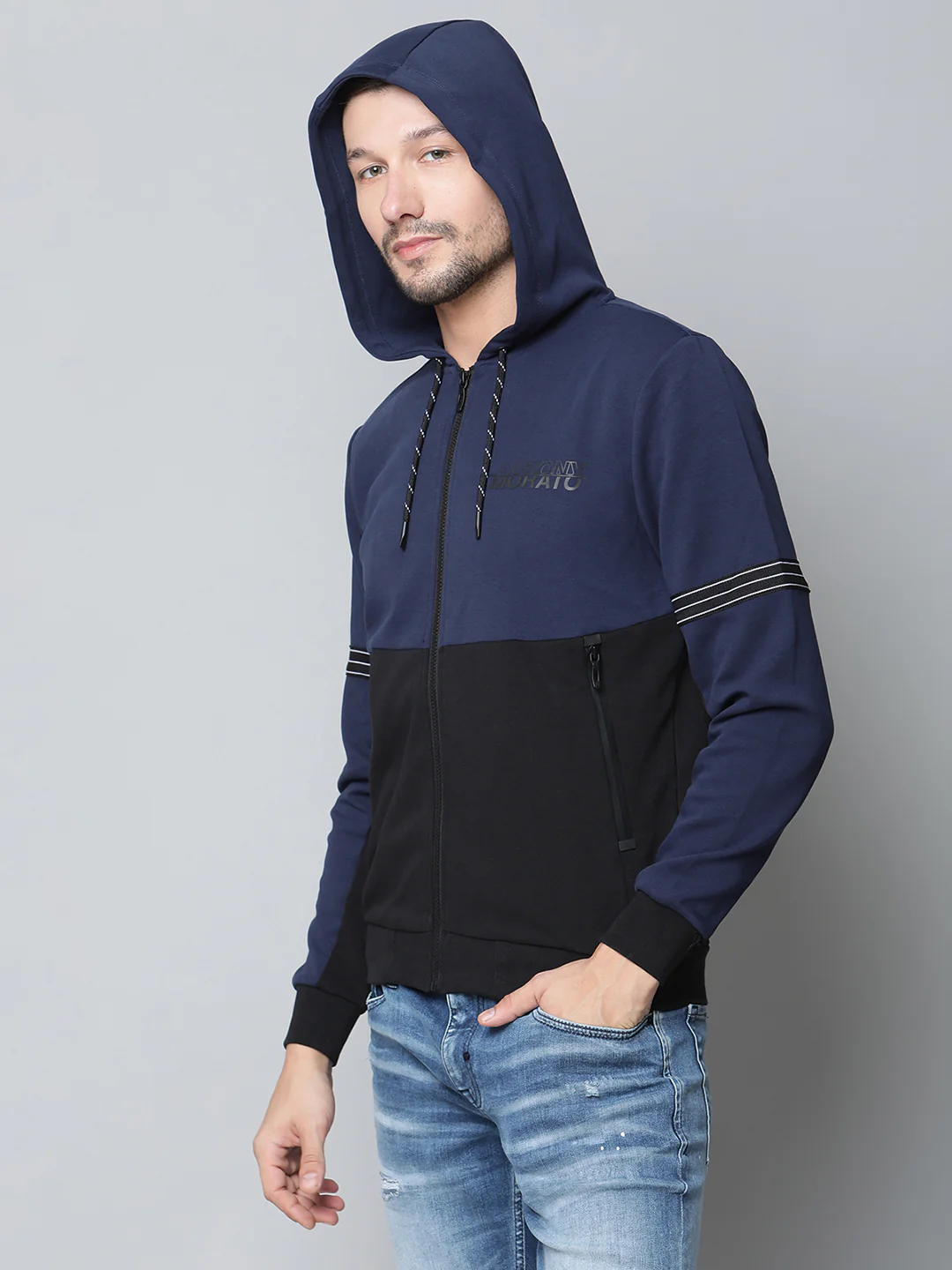 Antony Morato Men Blue Solid Hooded Sweatshirt - Image 3