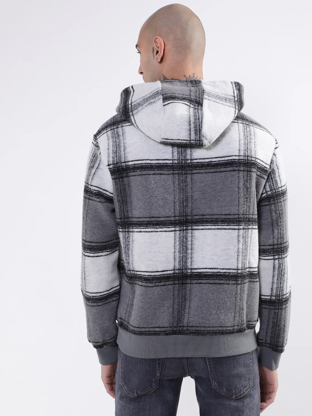 Antony Morato Men Grey Checked Hooded Sweatshirt - Image 2