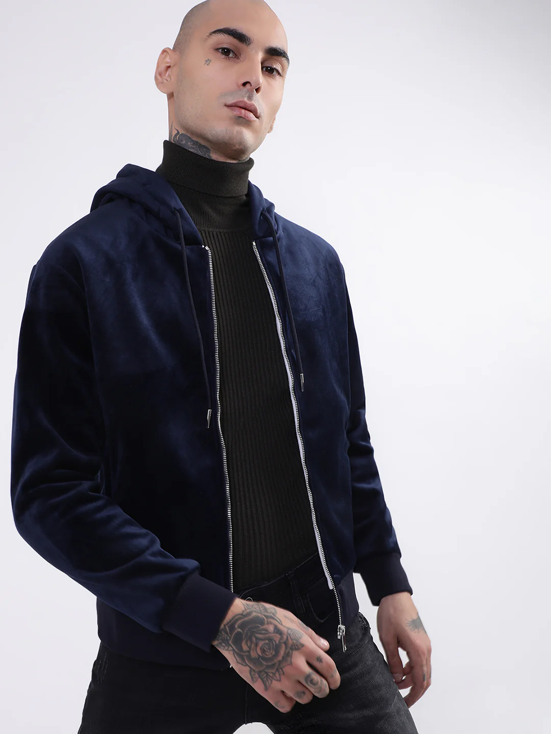 Antony Morato Men Blue Hooded Solid Front-Open Sweatshirt - Image 4