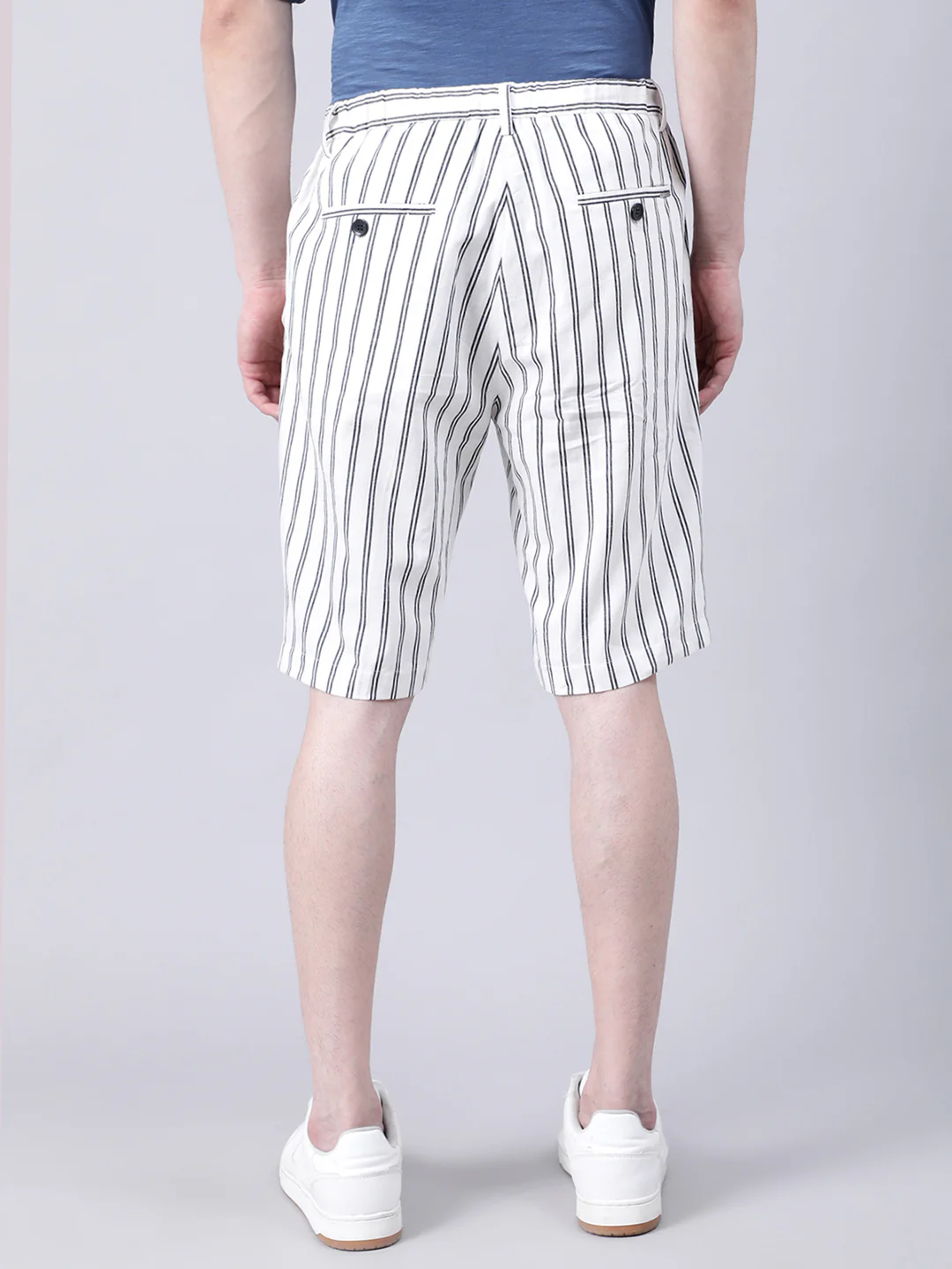 Antony Morato Men Cream-Coloured Striped Skinny Fit Shorts - Image 4