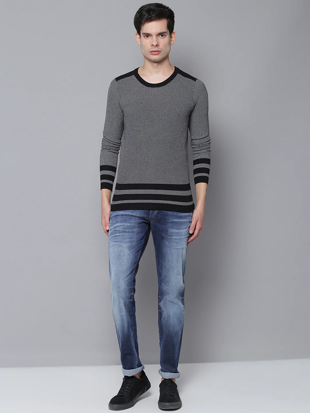 Antony Morato Men Black Solid Round Neck Sweater - Image 5