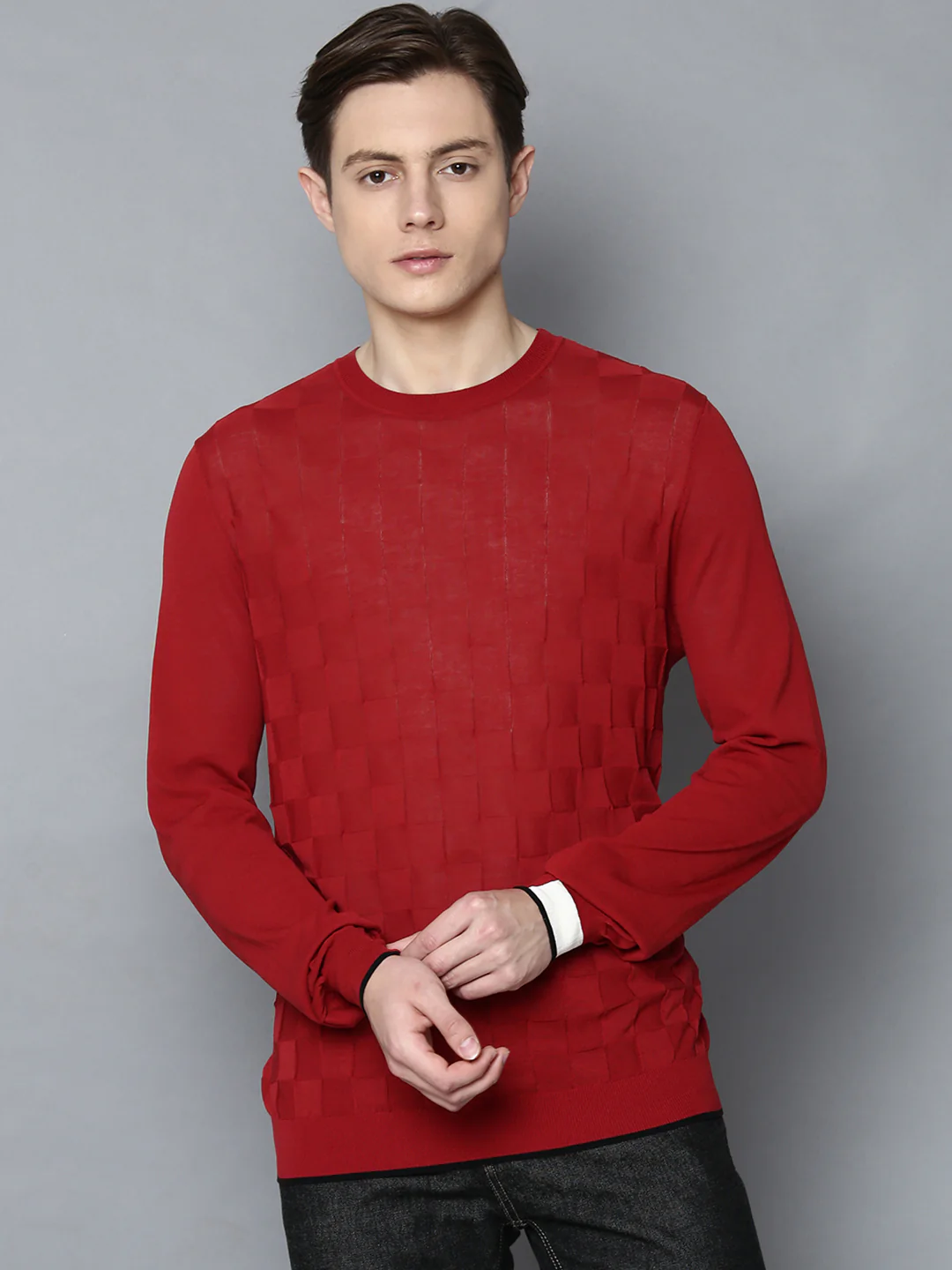 Antony Morato Men Red Solid Round Neck Sweater