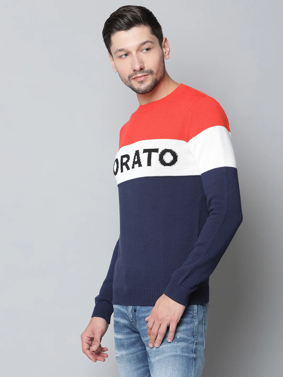 Antony Morato Men Blue Solid Round Neck Sweater - Image 3