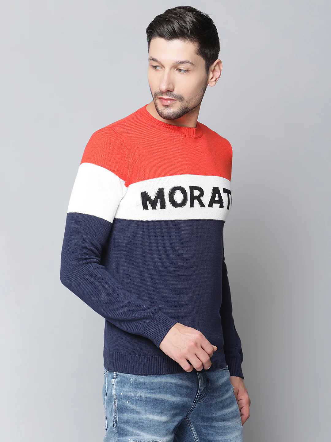 Antony Morato Men Blue Solid Round Neck Sweater - Image 4