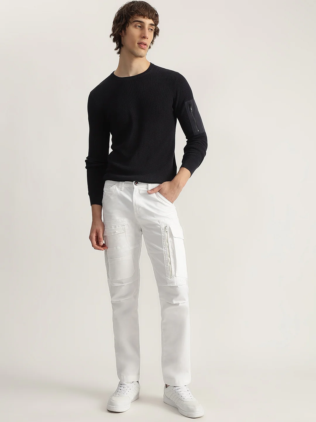 Antony Morato Men Blue Ribbed Round Neck Full Sleeves Pullover Style Sweater - Image 4