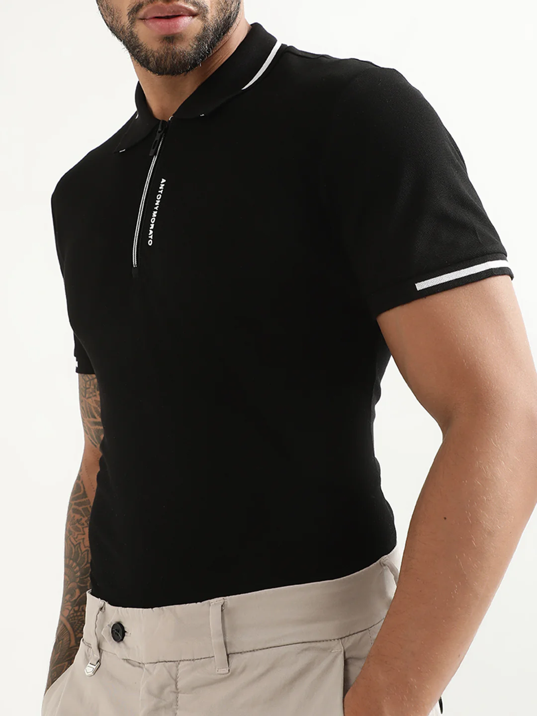 Antony Morato Black Slim Fit Polo Tshirt