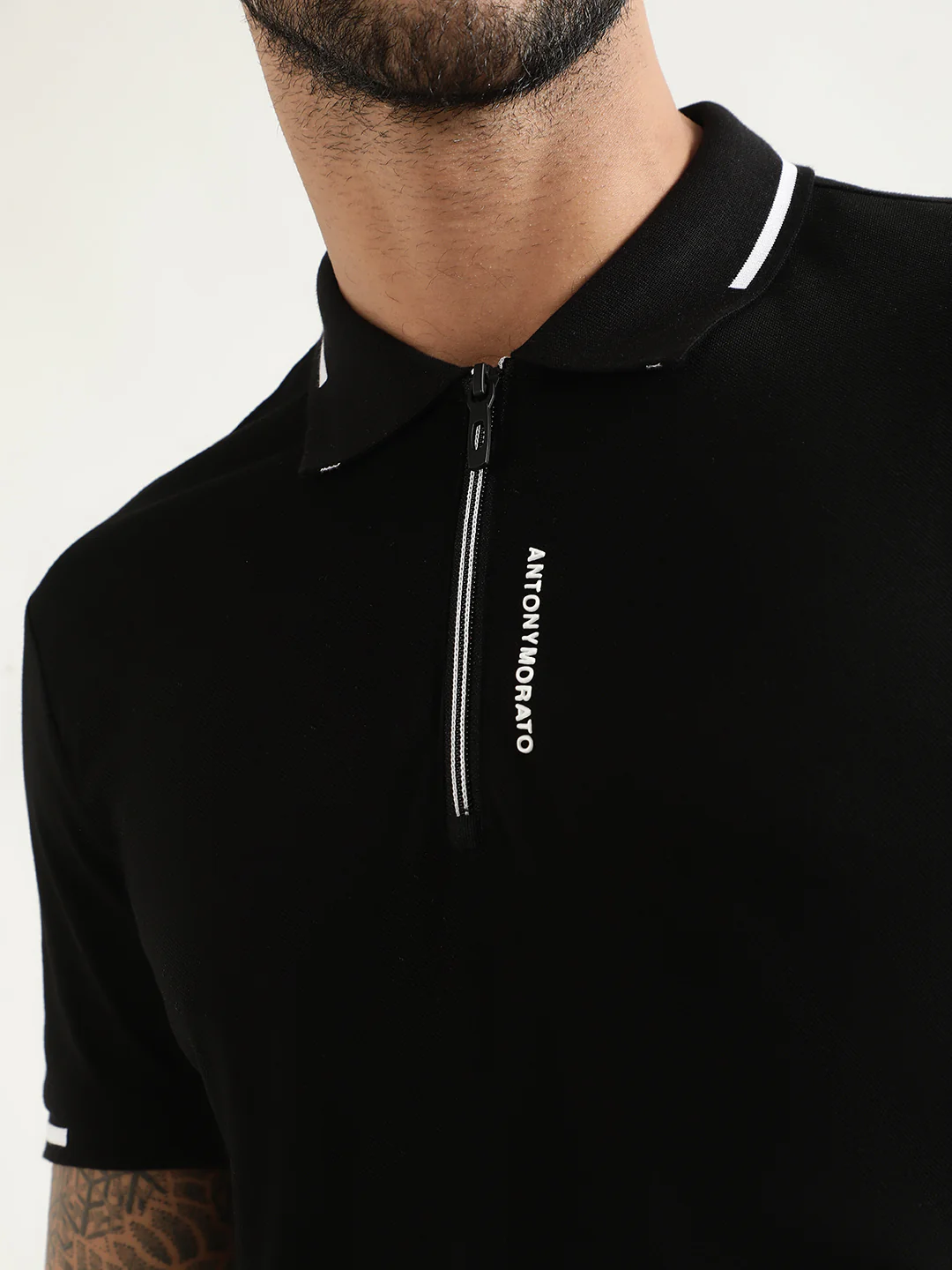 Antony Morato Black Slim Fit Polo Tshirt - Image 4