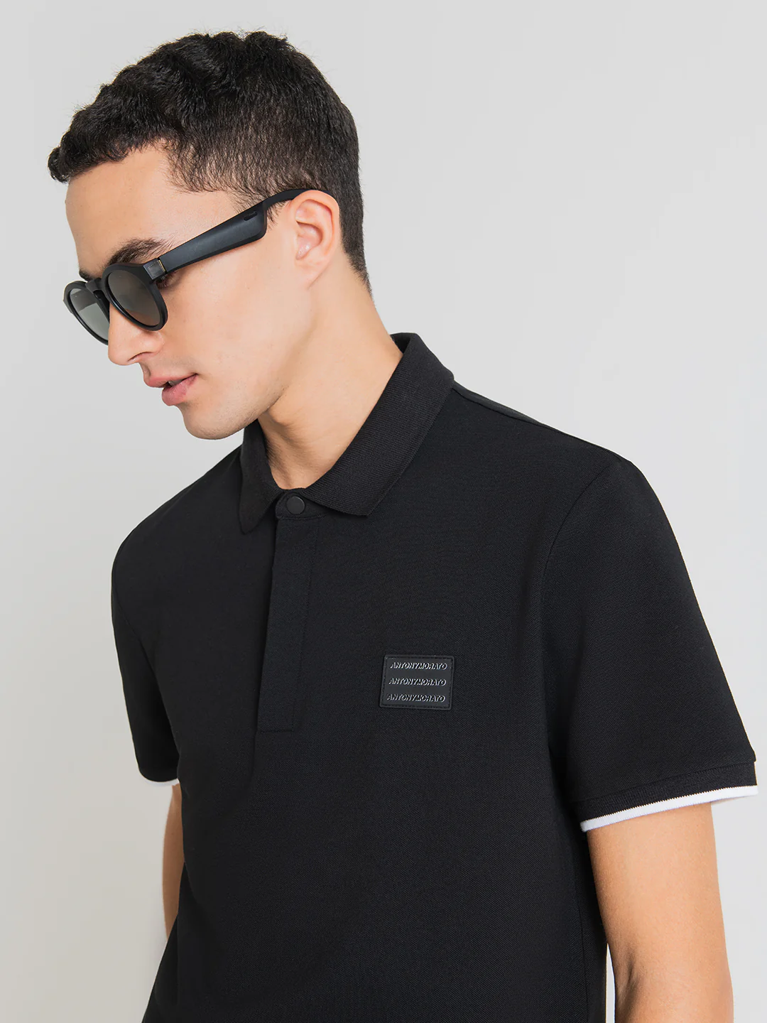 Antony Morato Black Slim Fit Polo Tshirt - Image 3