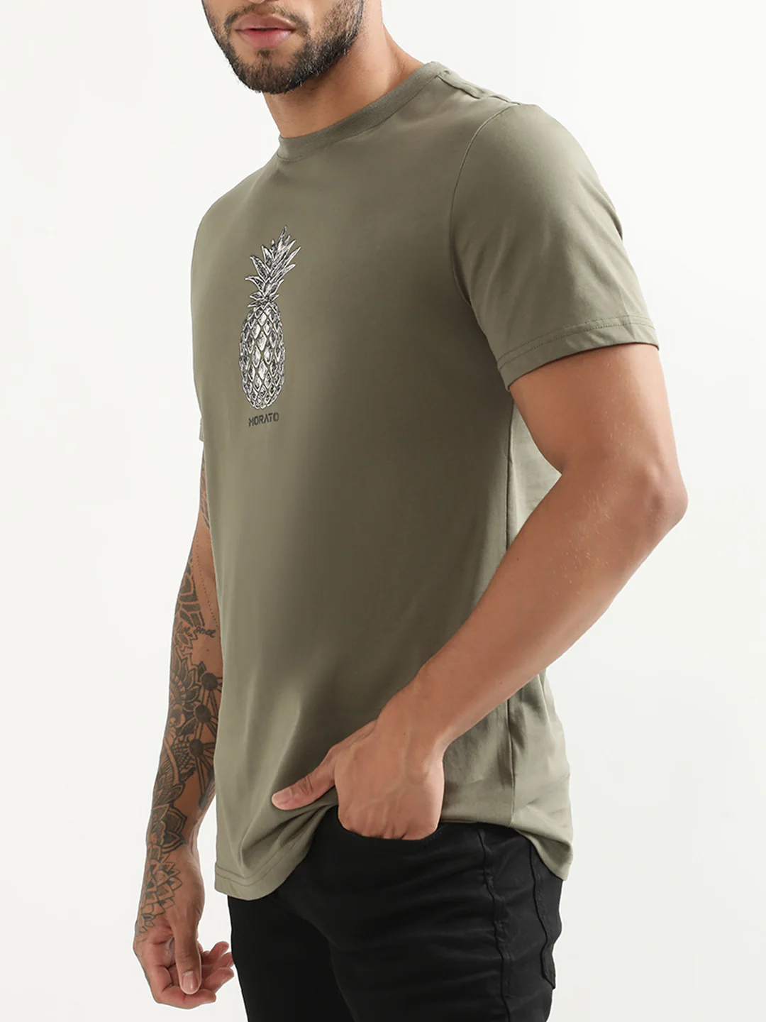Antony Morato Military Green Printed Slim Fit Tshirt - Image 3