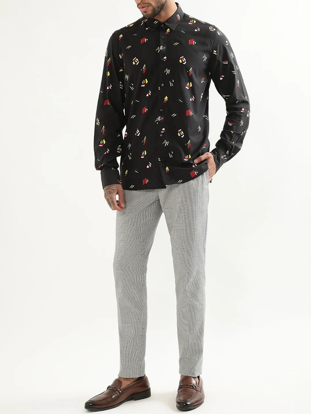 Antony Morato Black Printed Regular Fit Shirt - Image 4