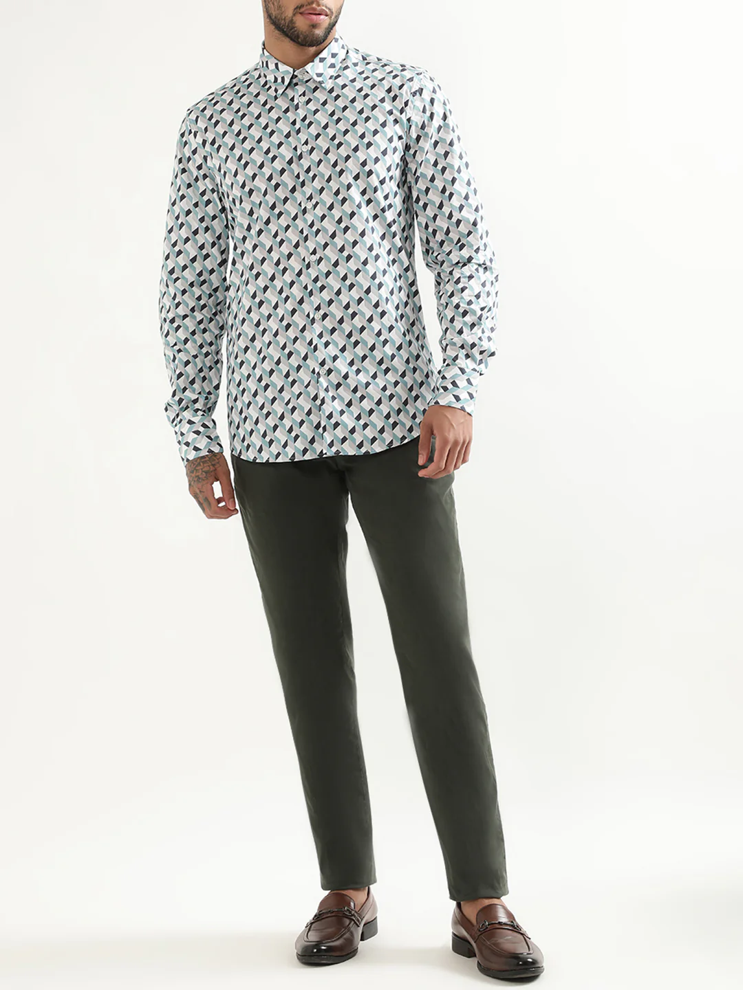 Antony Morato Blue Printed Slim Fit Shirt - Image 4