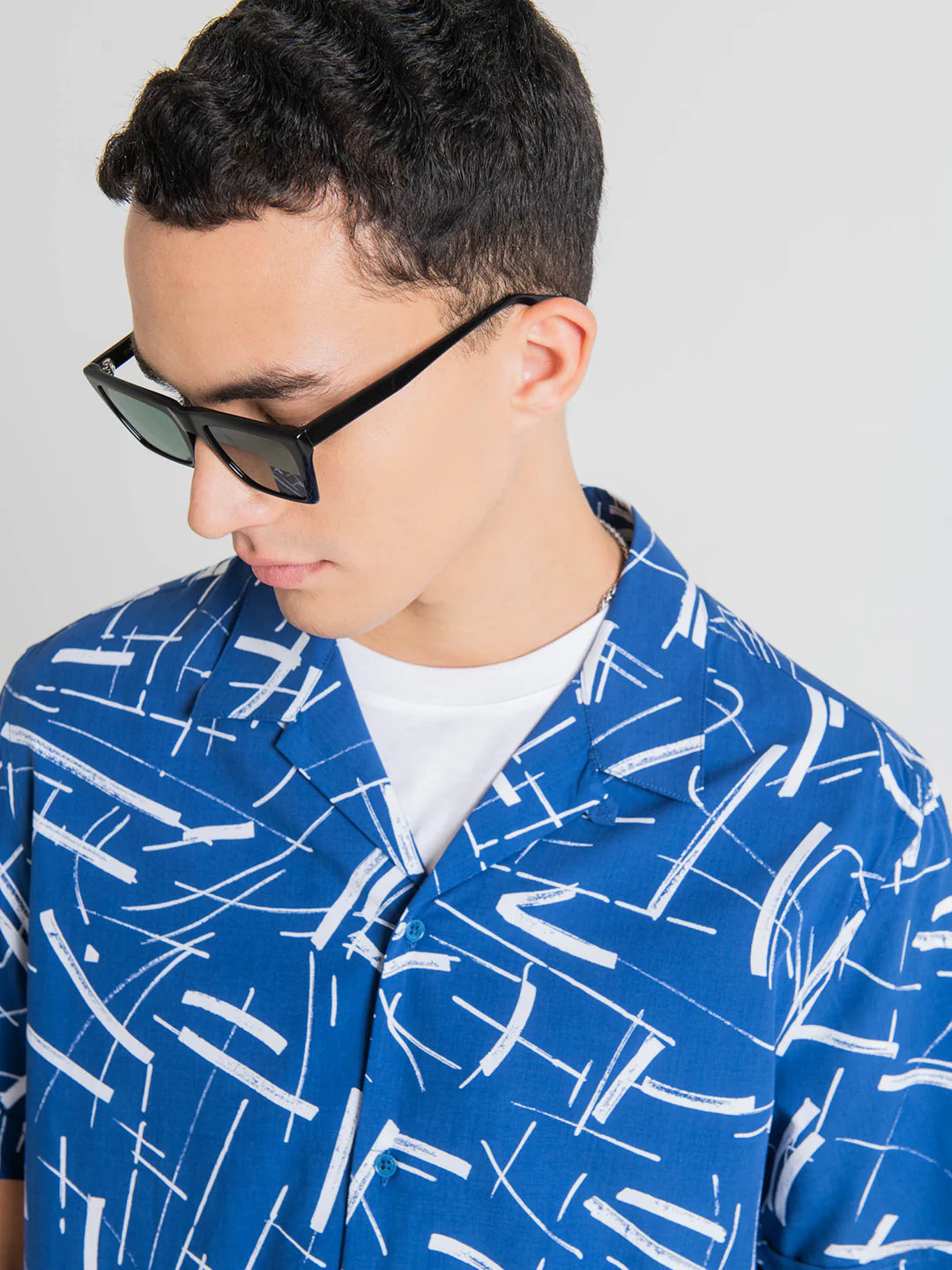 Antony Morato Blue Printed Straight Fit Shirt - Image 3