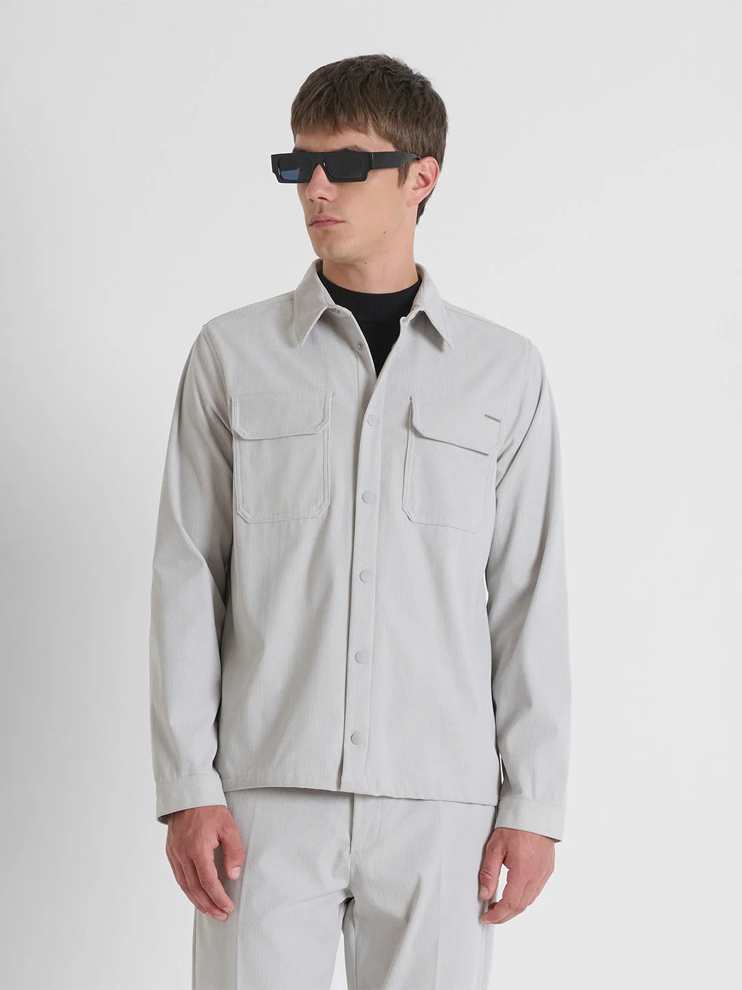 Antony Morato Men Cream Solid Regular Fit Corduory Shirt - Image 4
