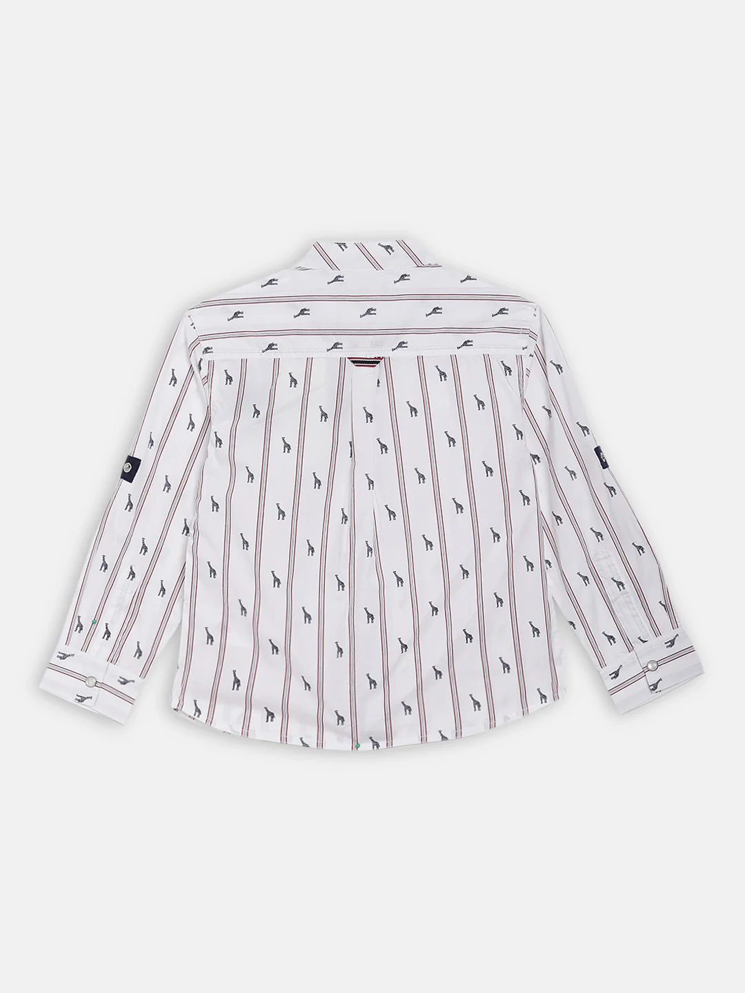 Blue Giraffe Boys White Printed Collar Shirt - Image 2