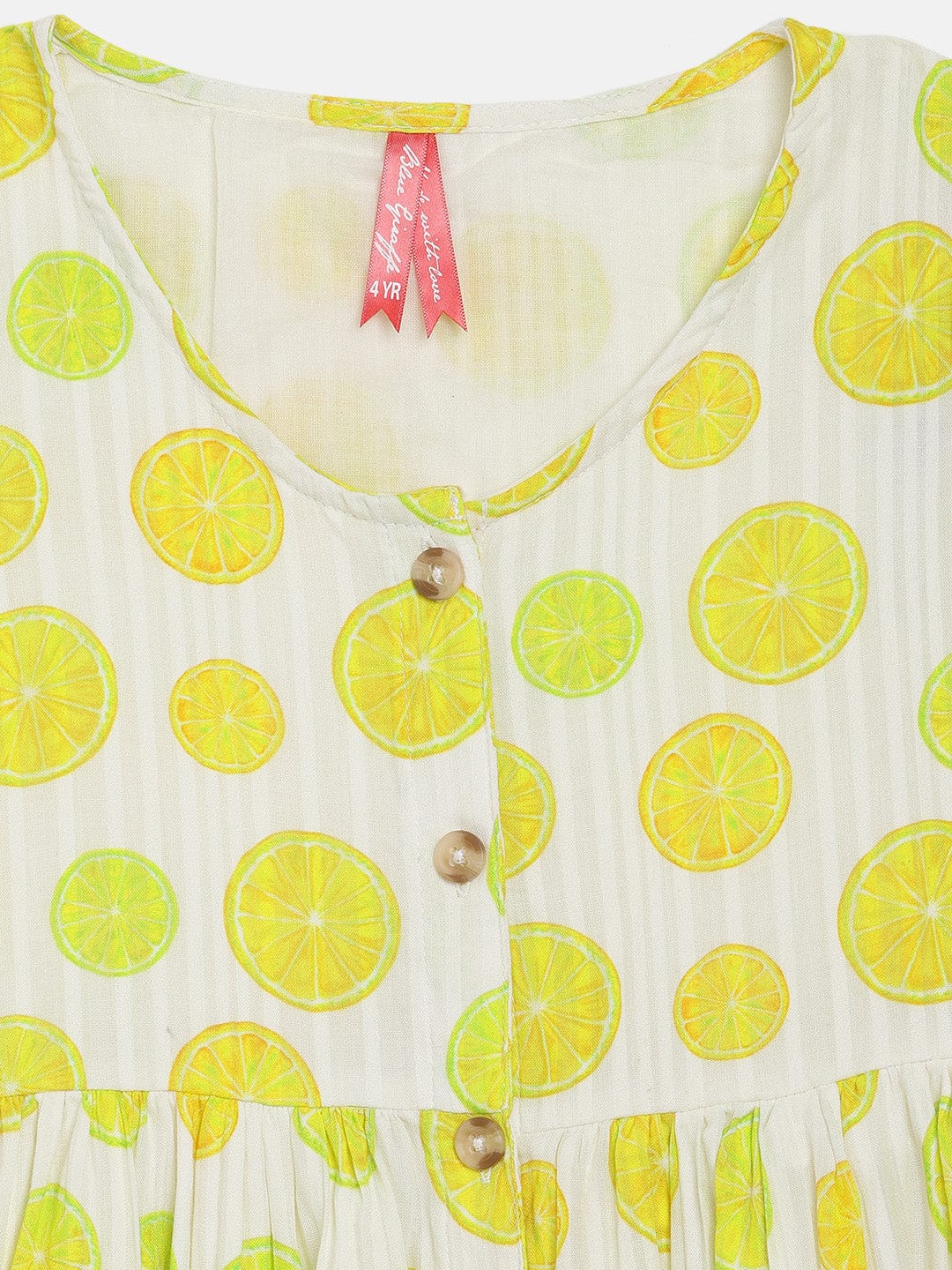 Blue Giraffe Girls Round Neck Dress - Image 3