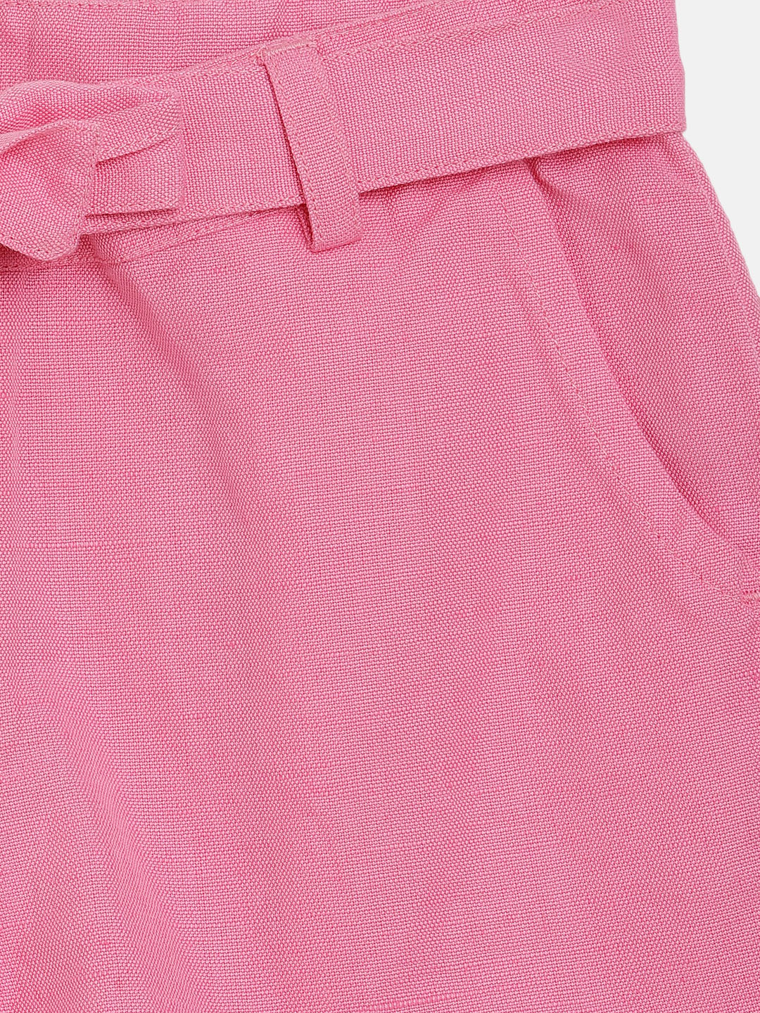 Blue Giraffe Girls Pink Solid Slim Fit Shorts - Image 2