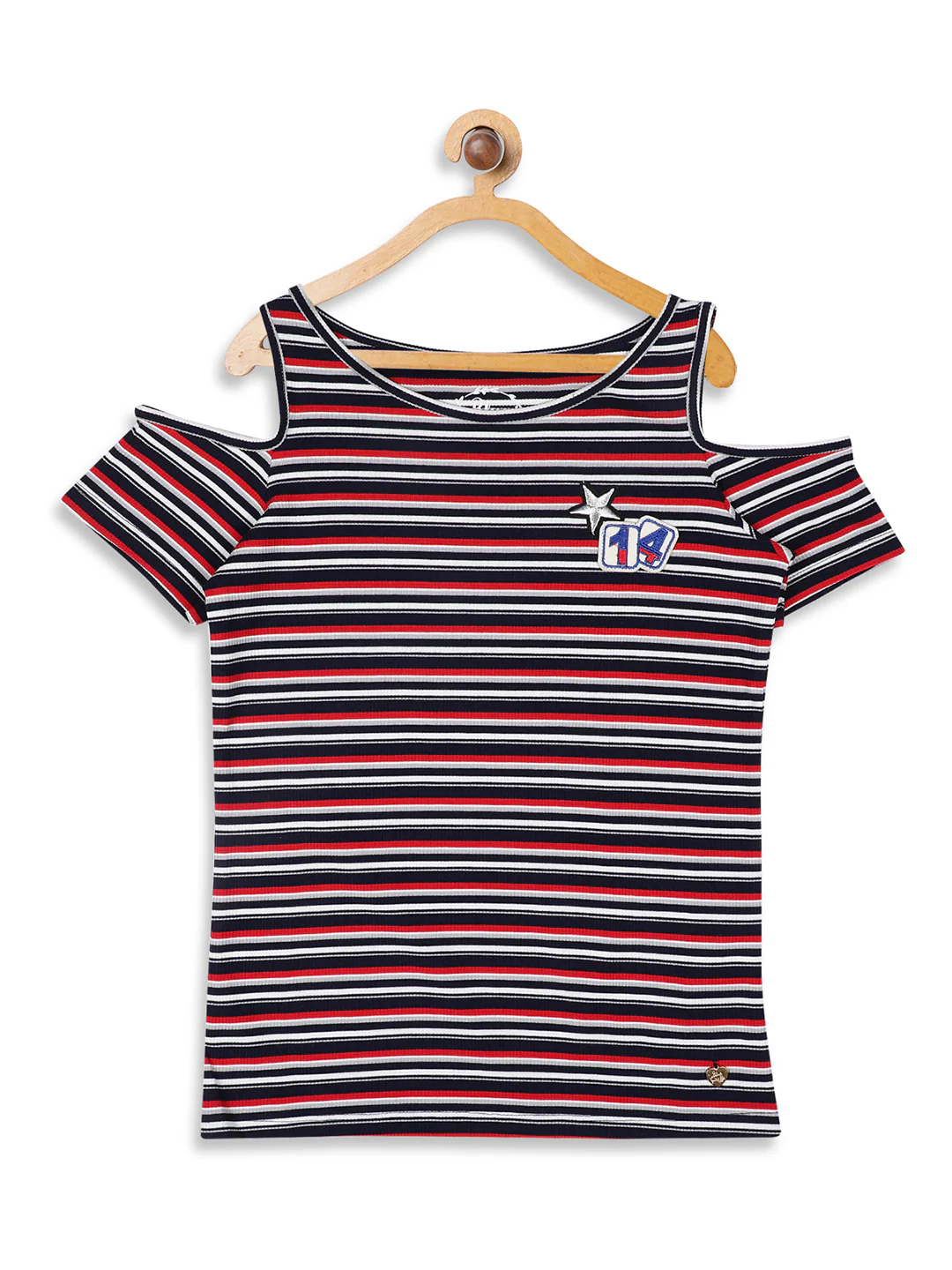 Blue Giraffe Girls Navy Striped Round Neck Top - Image 5