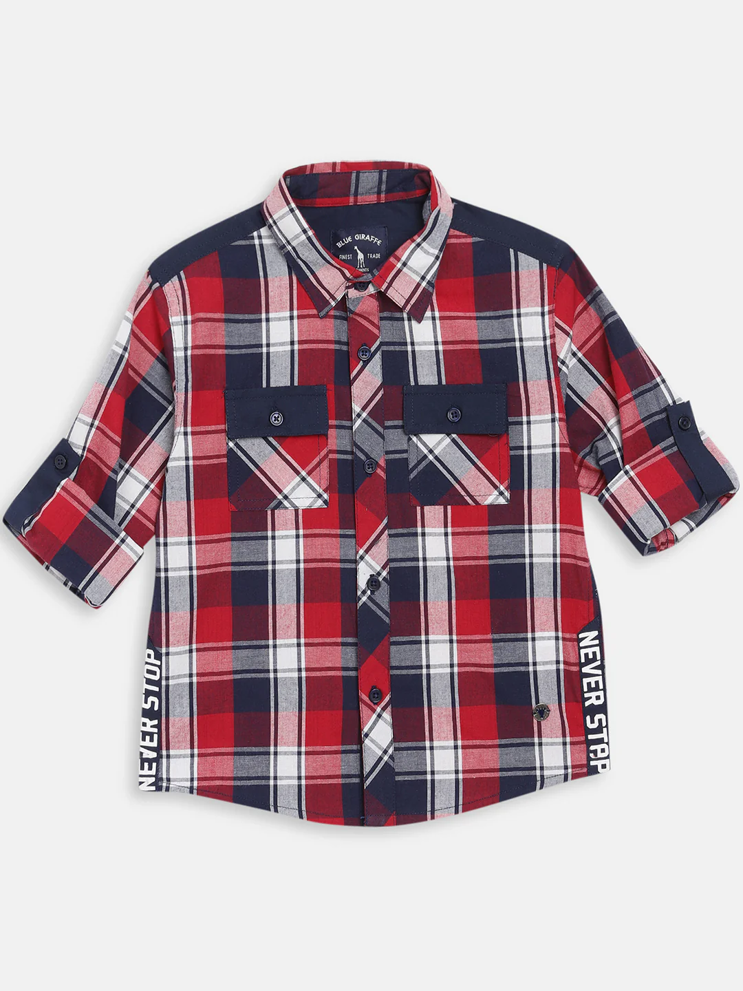Blue Giraffe Boys Multi Checked Collar Shirt - Image 3