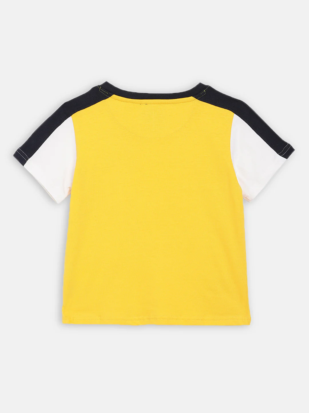 Blue Giraffe Boys Yellow Self - Design Round Neck TShirt - Image 2