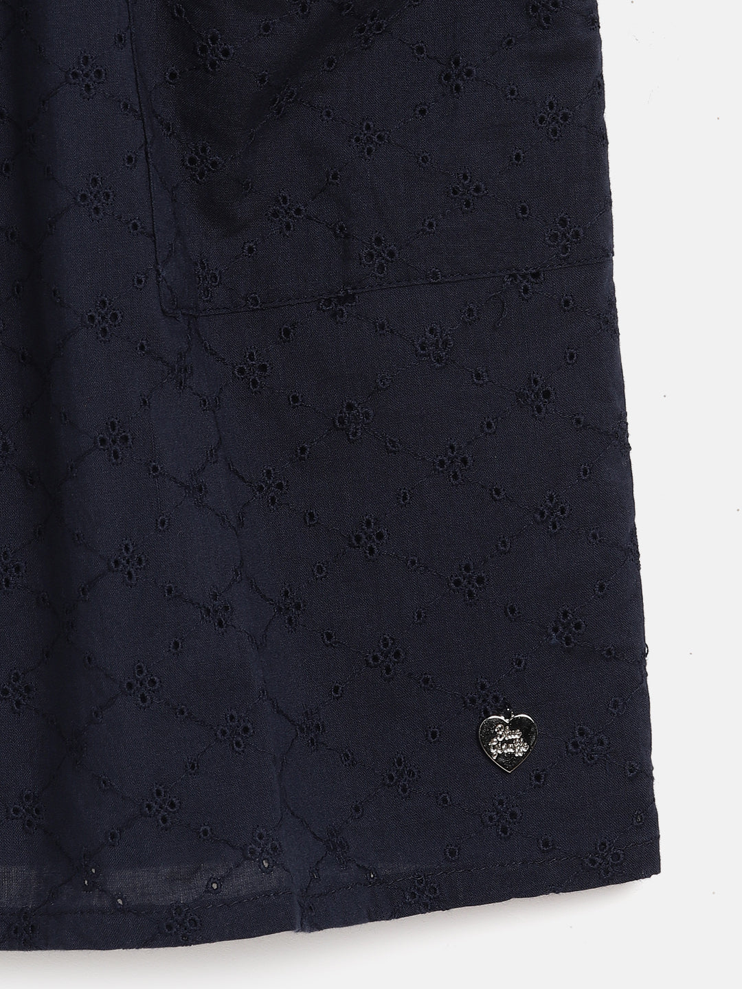 Blue Giraffe Girls Blue Embroidered Round Neck Dress - Image 5