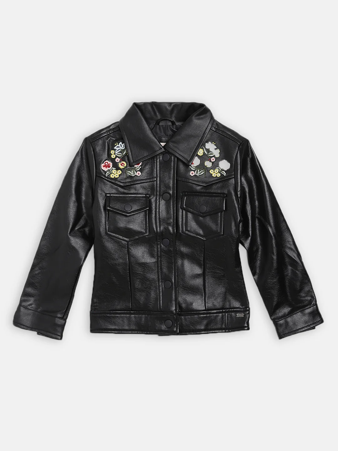 Blue Giraffe Girls Black Solid Collar Jacket - Image 3
