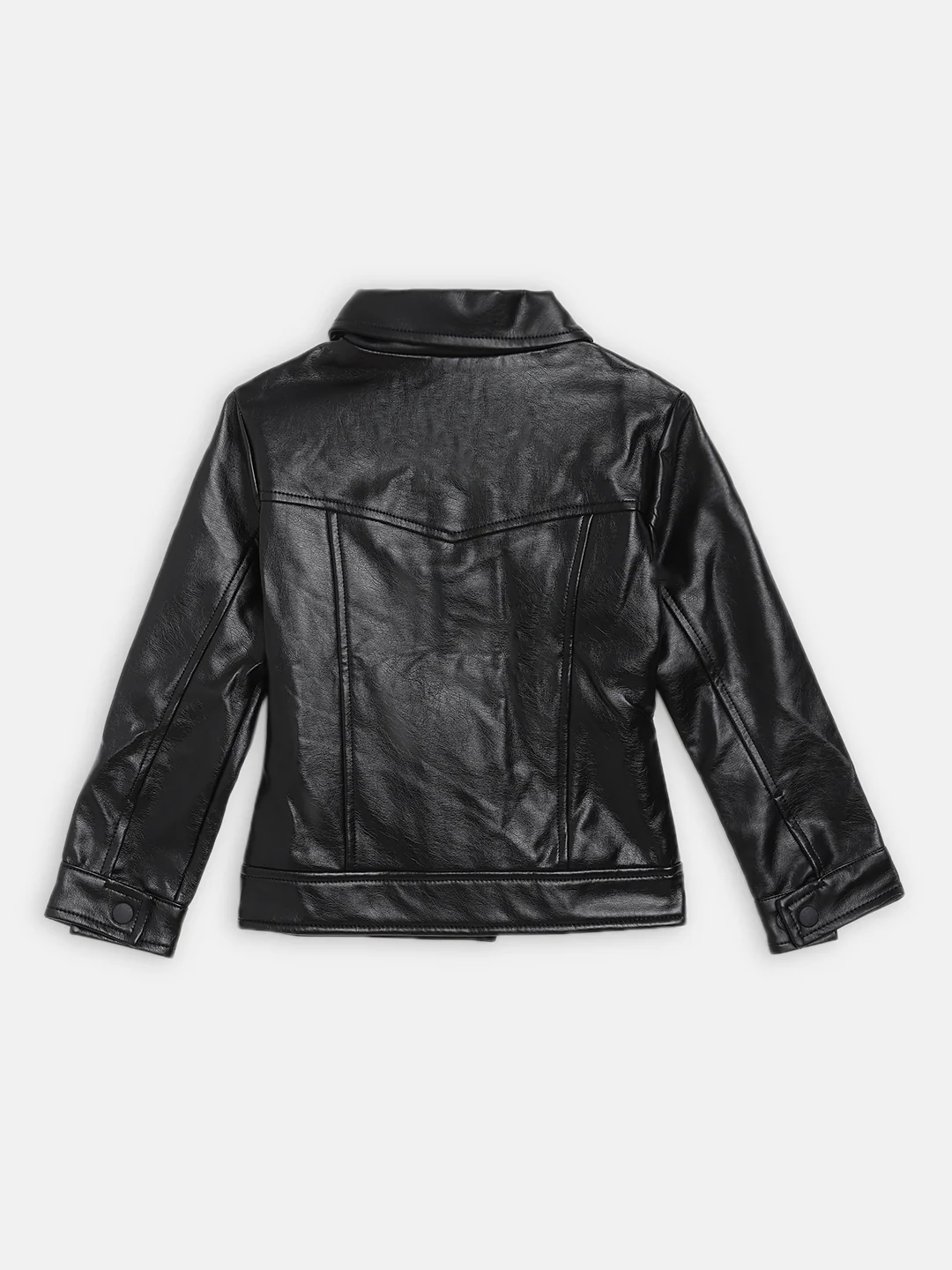 Blue Giraffe Girls Black Solid Collar Jacket - Image 4