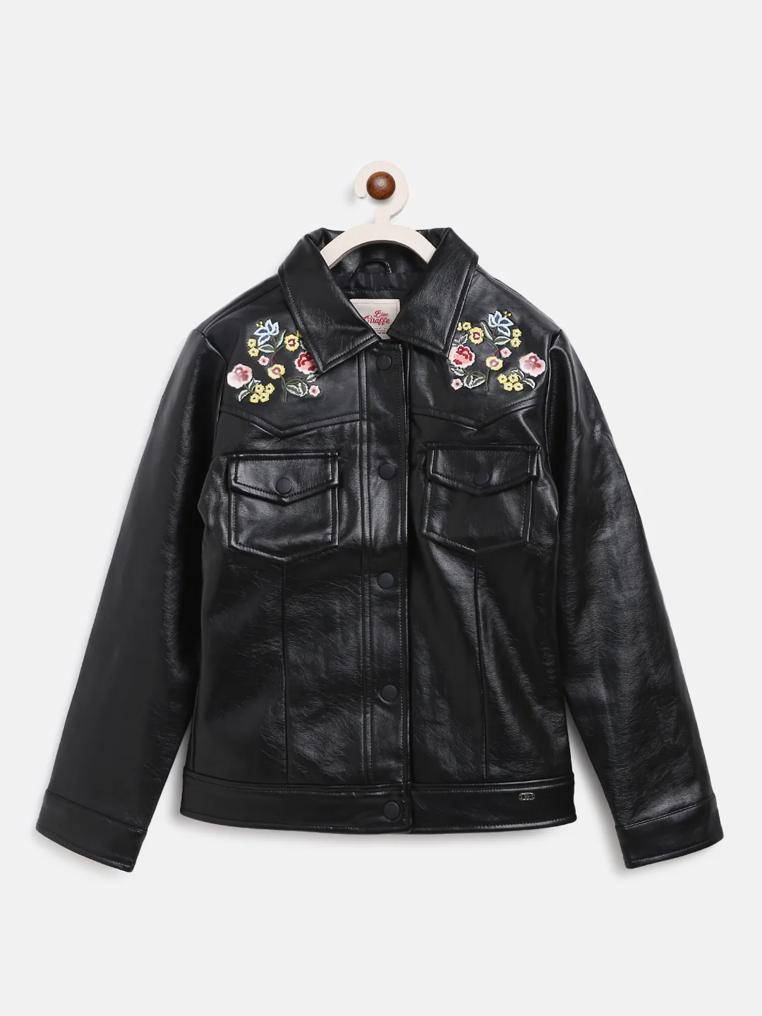 Blue Giraffe Girls Black Solid Collar Jacket - Image 6
