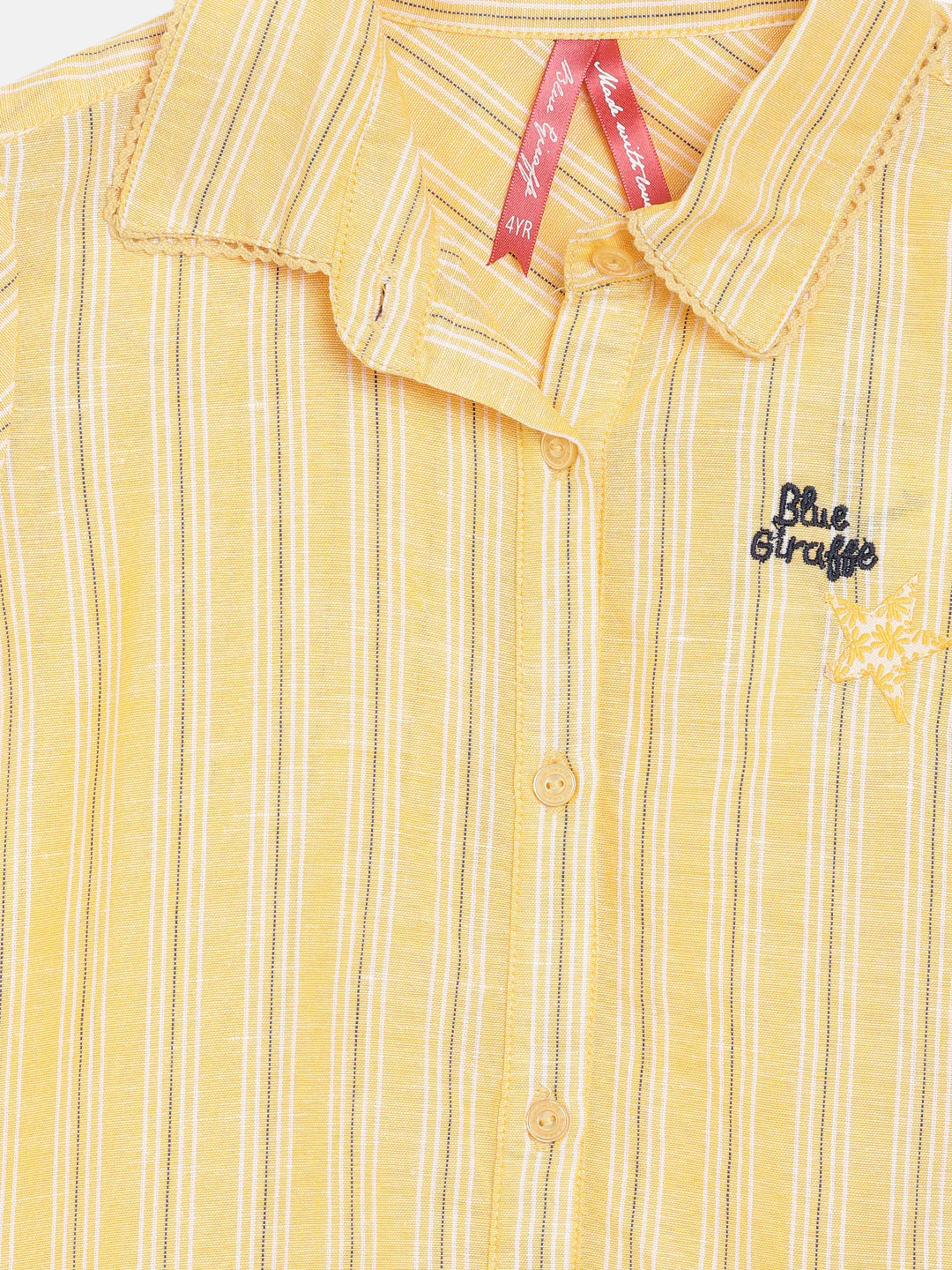Blue Giraffe Girls Yellow Striped Collar Dress - Image 5