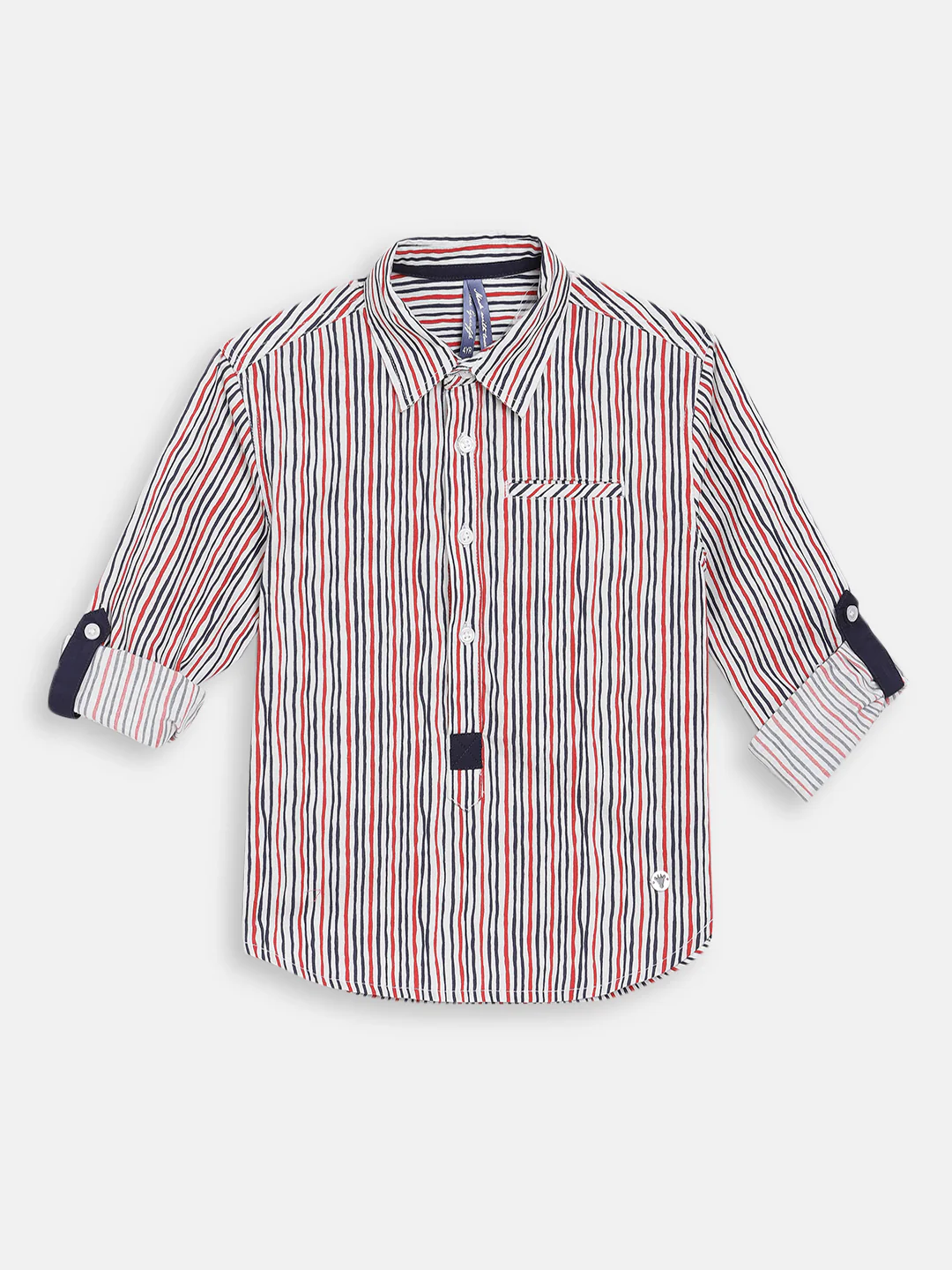 Blue Giraffe Boys White Printed Collar Shirt - Image 3