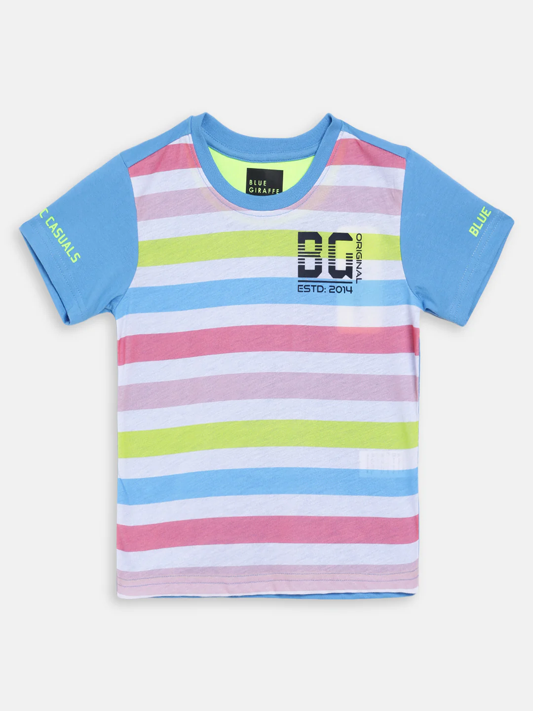 Blue Giraffe Boys Blue Solid Round Neck TShirt - Image 3