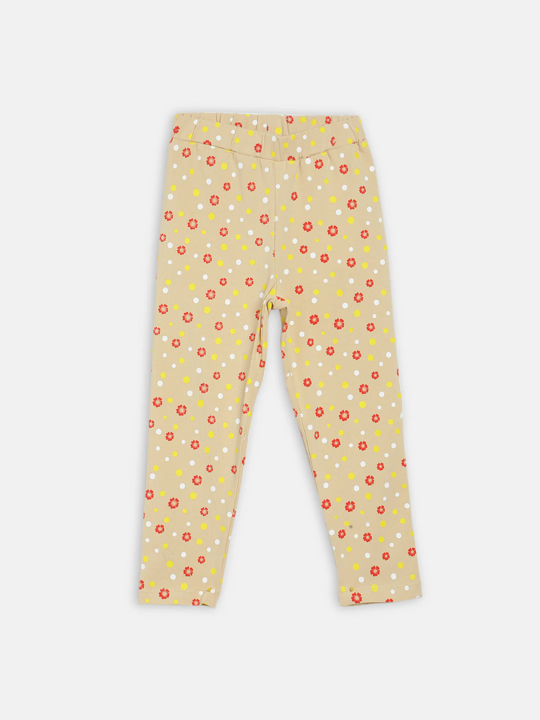 Blue Giraffe Girls Beige Printed Regular Fit Leggings - Image 3