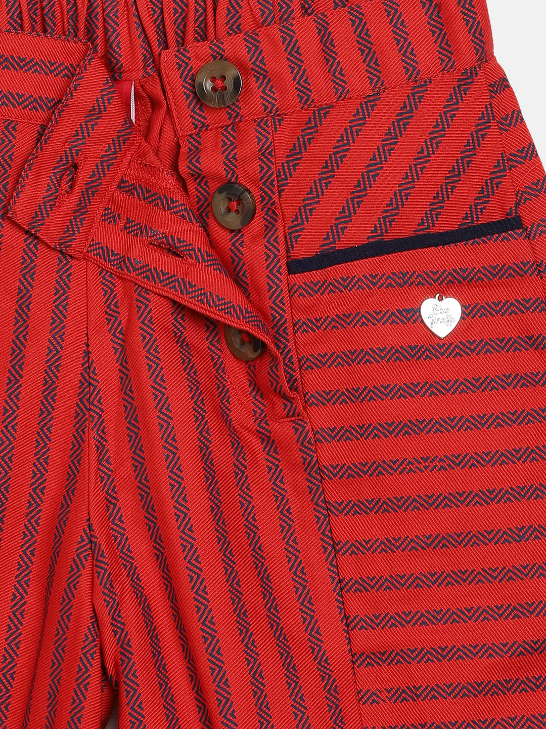 Blue Giraffe Girls Red Striped Regular Fit Trouser - Image 5