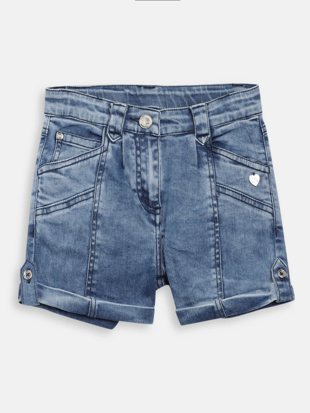 Blue Giraffe Girls Indigo Solid Regular Fit Shorts - Image 3