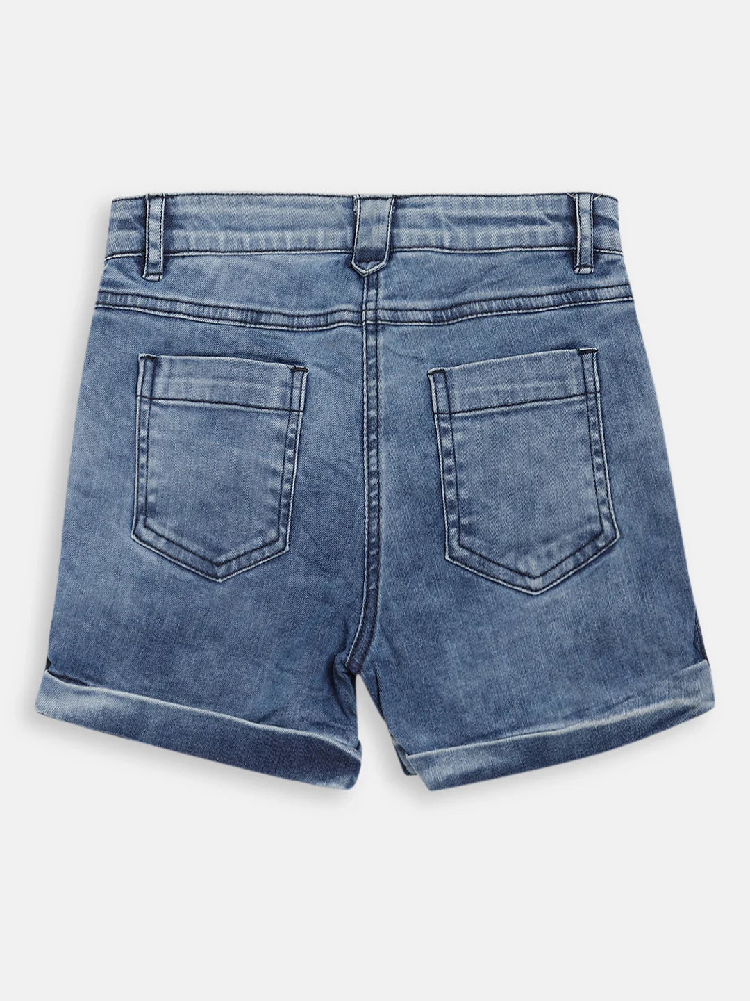 Blue Giraffe Girls Indigo Solid Regular Fit Shorts - Image 4
