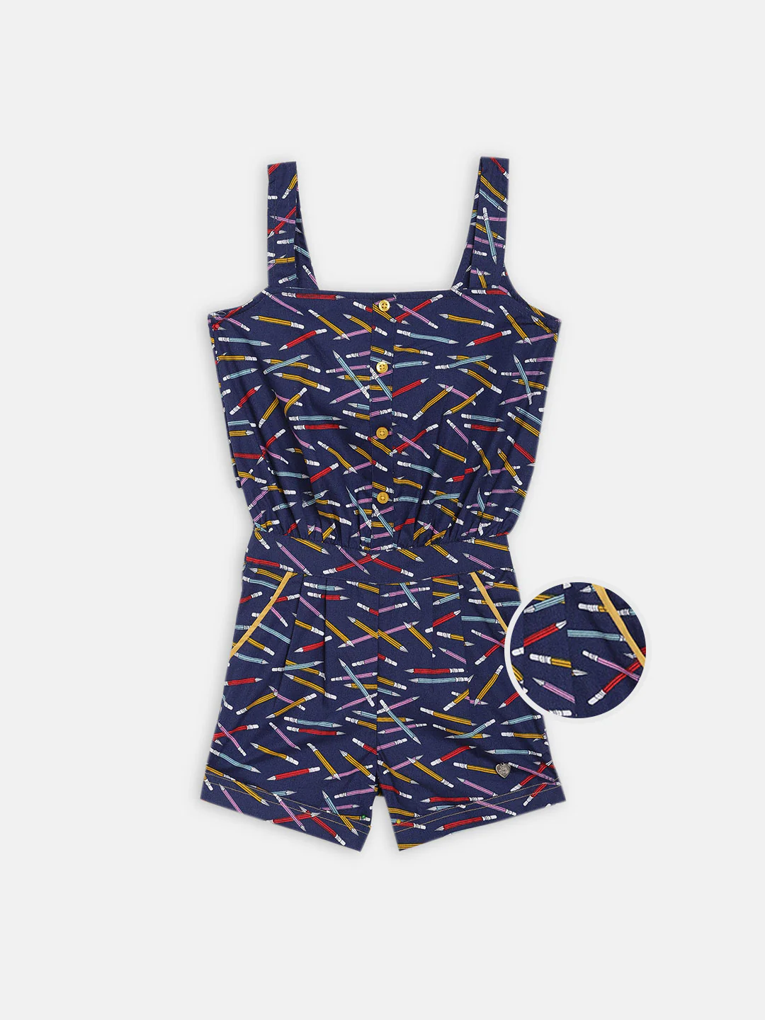 Blue Giraffe Girls Navy Printed Square Neck Playsuit - Image 3